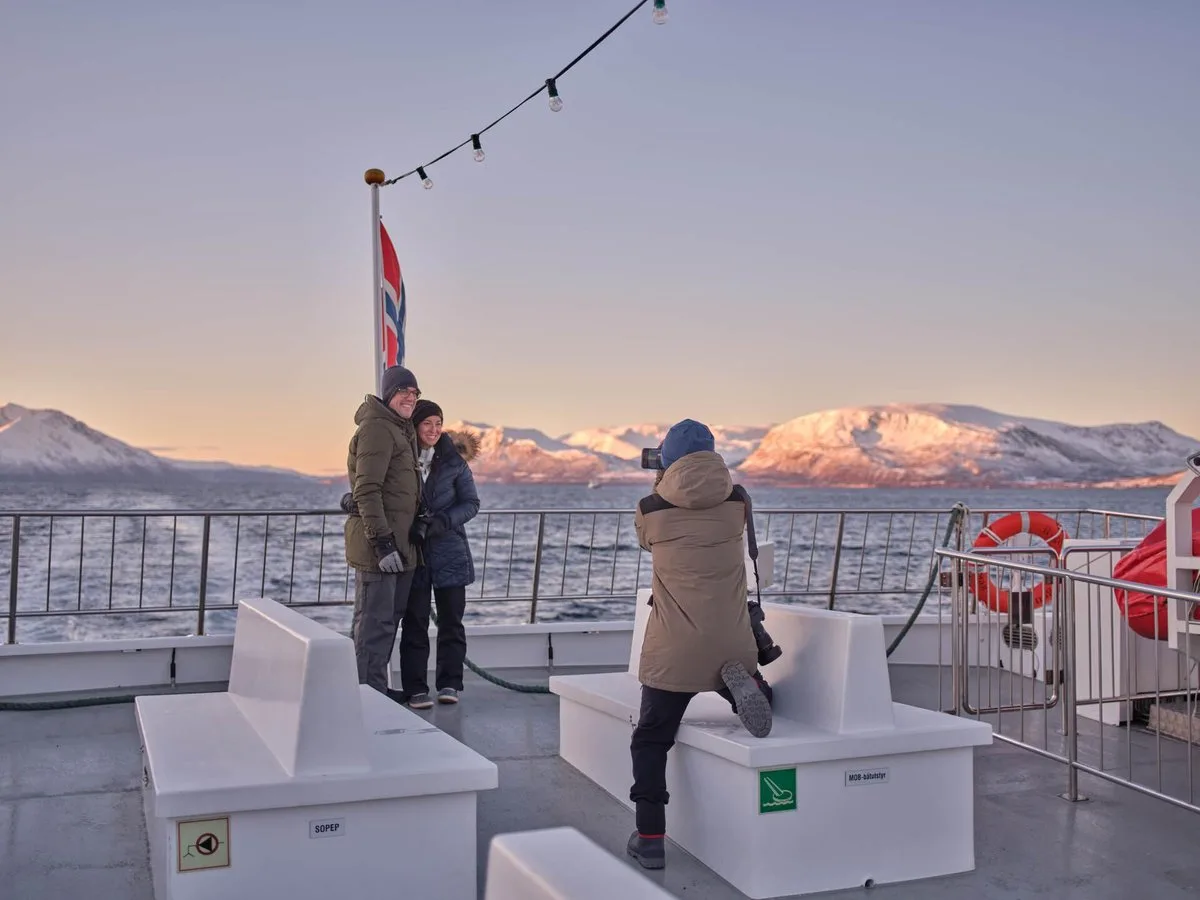 Guests on the outdoor viewing deck